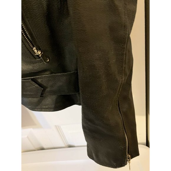 Jamin Leather‎ Motorcycle Black Jacket Sz 46 w/Belt HEAVY Biker - Picture 5 of 8